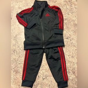 Adidas Track Suit - Black and Red - Toddler Size 9 Months - Like New